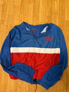 Stranger Things Blue and Red Colorblock Windbreaker Jacket